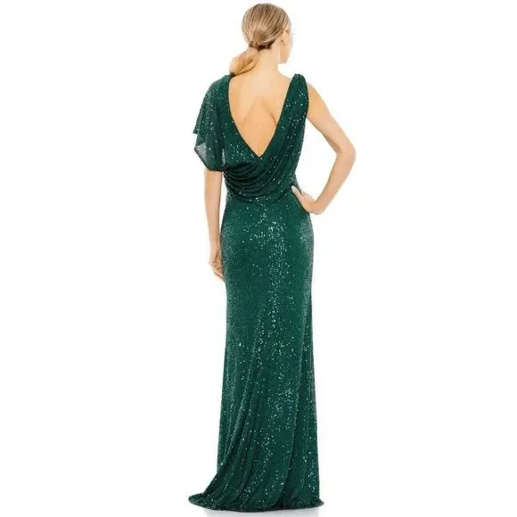 Ieena for Mac Duggal 26988 V-Neck Sequin Embellished Gown Emerald Green Size 18 - Picture 2 of 7